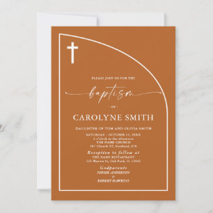 Burnt Orange Modern Minimal Celebration Baptism Invitation
