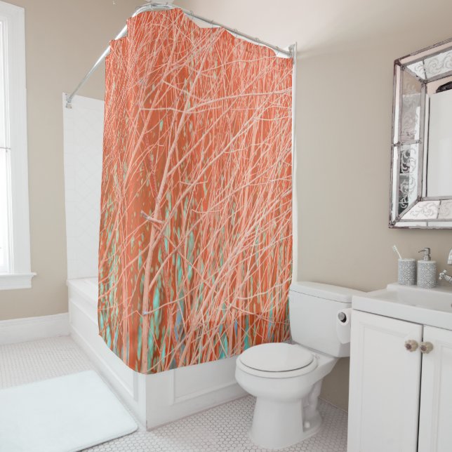 Burnt Orange Modern Photo Contemporary Abstract Shower Curtain (In Situ)
