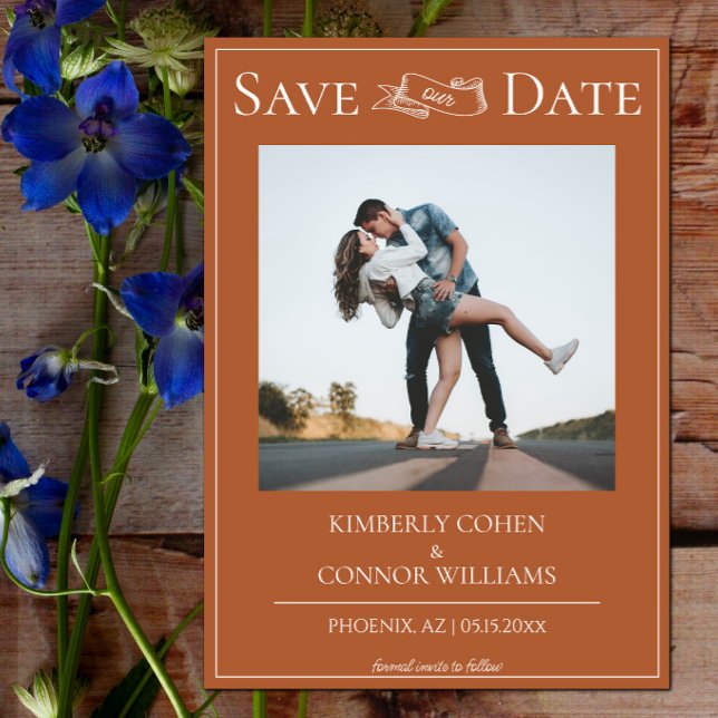 Burnt Orange Modern Photo Save the Date (Burnt Orange Modern Photo Save the Date)