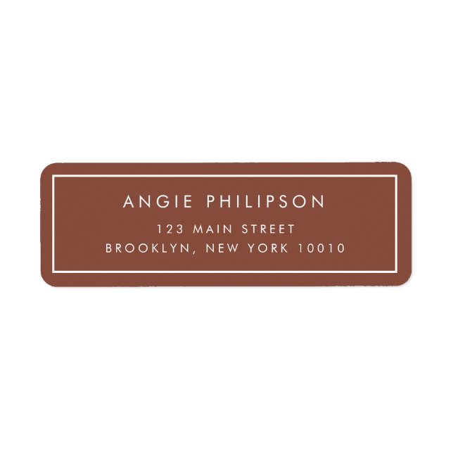 Burnt Orange Modern Return Address Label (Front)