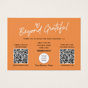 Burnt Orange Modern script QR code thank you card