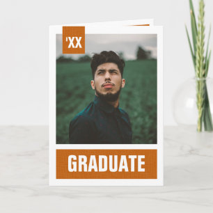 Burnt Orange Modern Textured Photo Graduation Invitation