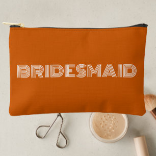 Burnt Orange Modern Typography Bridesmaid Accessory Pouch