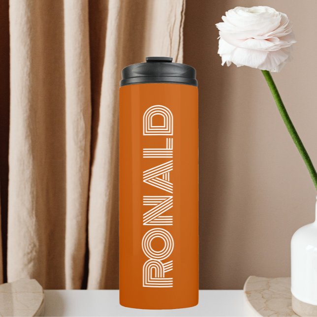 Burnt Orange Modern Typography Personalised Thermal Tumbler (In Situ)