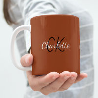 Burnt orange monogram initials name