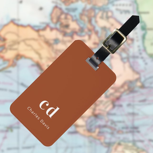 Burnt orange monogram luggage tag (Creator Uploaded)