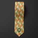 Burnt Orange, Moss Green Abstract Floral Monogram Tie<br><div class="desc">Stand out with our Burnt Orange,  Moss Green Abstract Floral Monogram Neck Tie. The unique combination of burnt orange and moss green,  along with the abstract floral pattern,  creates a distinctive look. Enhance your style with our coordinating socks.</div>