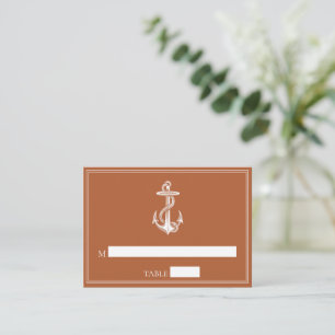 Burnt Orange Nautical Anchor Wedding Place Cards