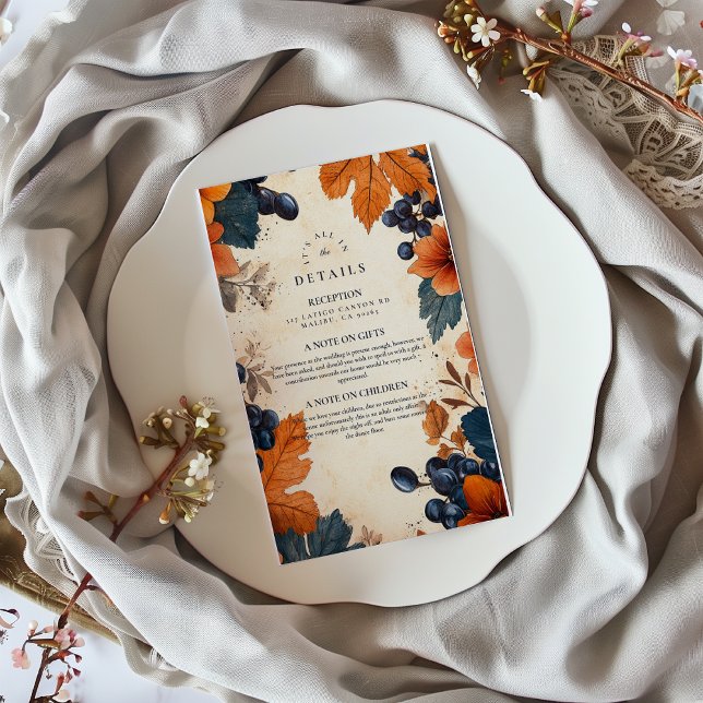 Burnt Orange & Navy Berries Wedding Enclosure Card (Creator Uploaded)