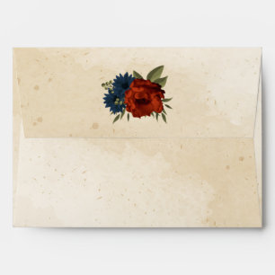 burnt orange navy flowers wedding envelope