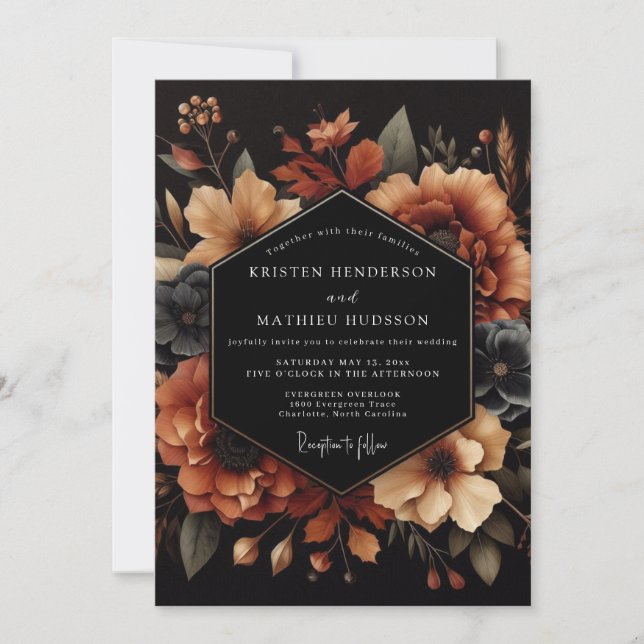 Burnt Orange Nocturne Wedding Invitation (Front)
