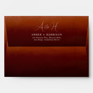Burnt Orange Ombre Bohemian Dark Glamour Wedding Envelope