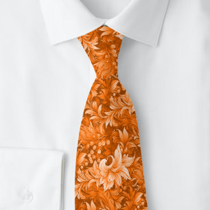 Burnt Orange Ornate Botanical Tie