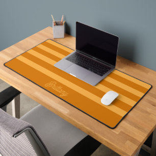 Burnt Orange & Pastel Orange Stripes Pattern Name Desk Mat