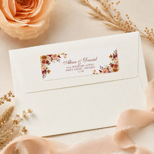 Burnt Orange & Peach Autumn Floral Return Address