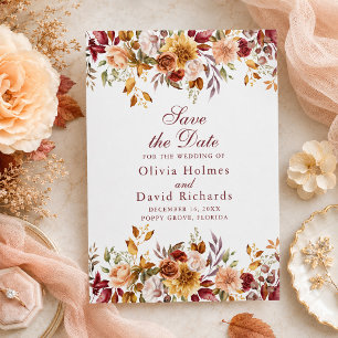 Burnt Orange & Peach Autumn Save the Date Card