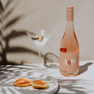 Burnt Orange Peach Typography Wedding Shower Sparkling Wine Label