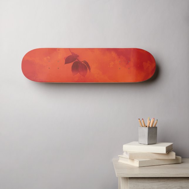 Burnt Orange Persimmon Leaf Abtract Autumn Skateboard (Wall Art (Horz))