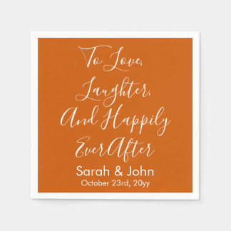 Burnt Orange Personalise Script Wedding Reception  Napkin