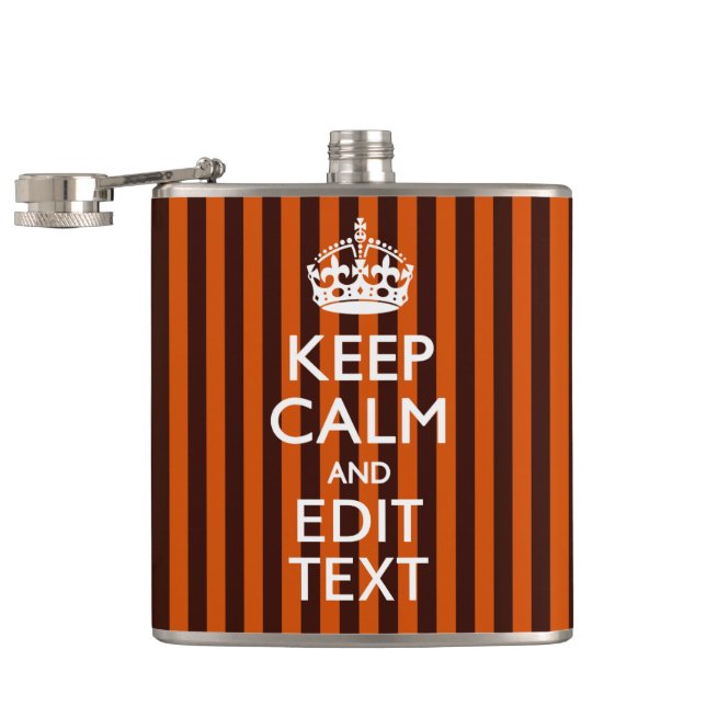 Burnt Orange Personalise This Keep Calm Decor Hip Flask (Opened)