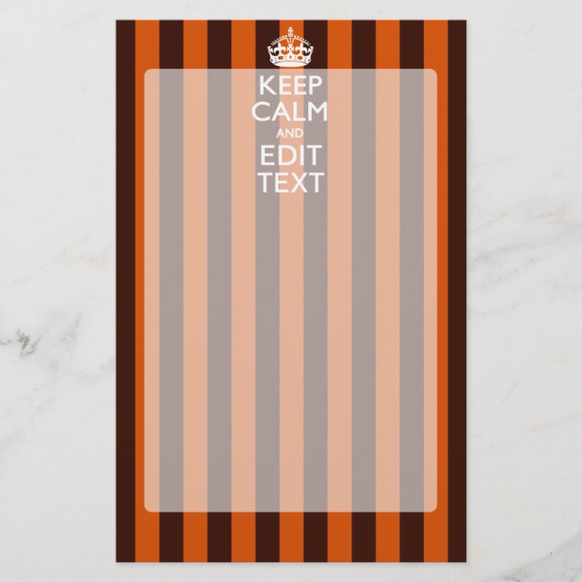 Burnt Orange Personalise This Keep Calm Decor Stationery (Front)