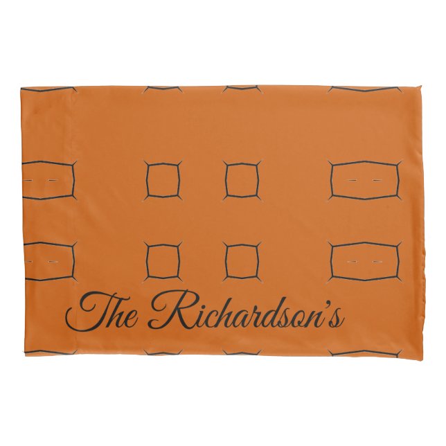 Burnt Orange Personalised Geometric Simple Bedding Pillowcase (Front)