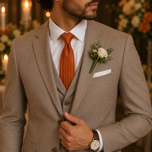 Burnt Orange Pinstripe Classic Copper Tie