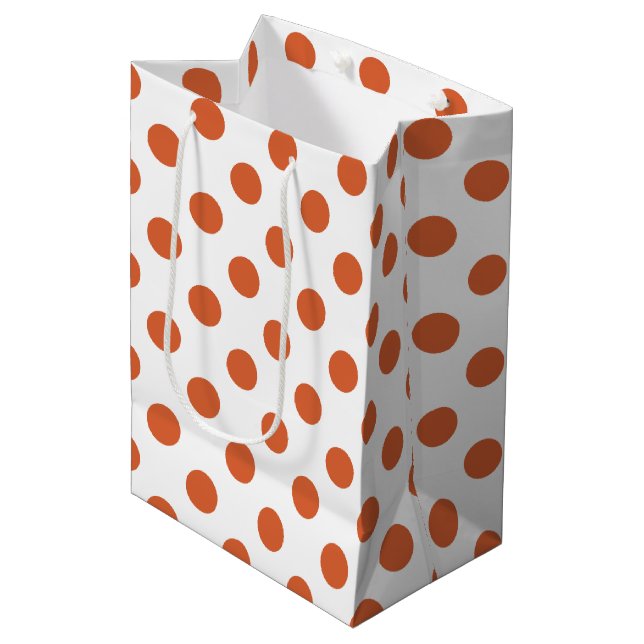 Burnt orange polka dots medium gift bag (Front Angled)