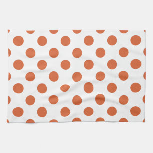 Burnt orange polka dots tea towel