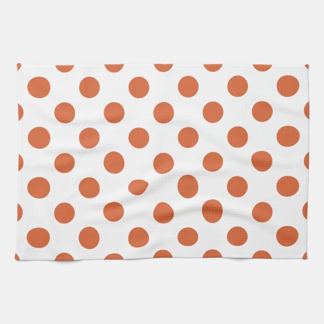 Burnt orange polka dots tea towel (Horizontal)