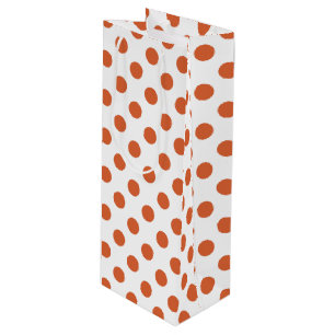 Burnt orange polka dots wine gift bag