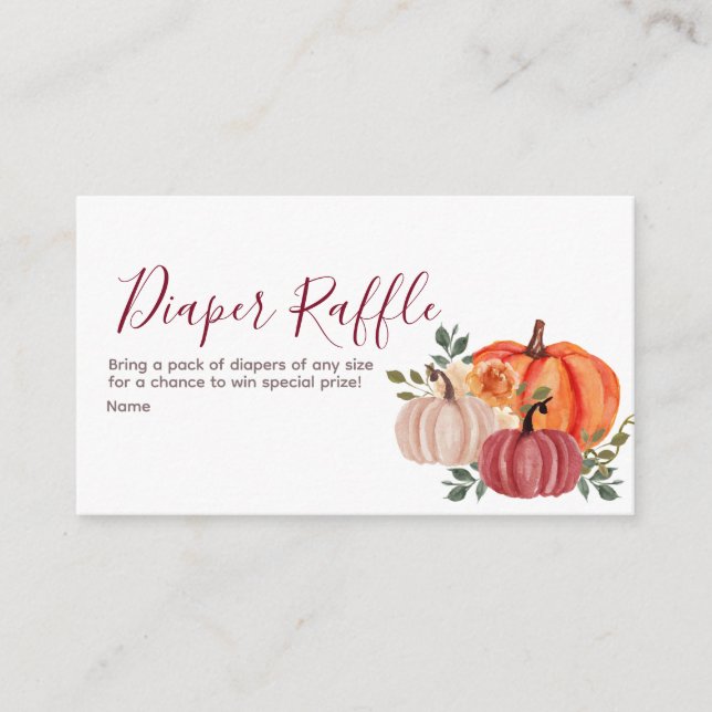 Burnt orange pumpkin Baby Shower - Diaper Raffle  Enclosure Card (Front)