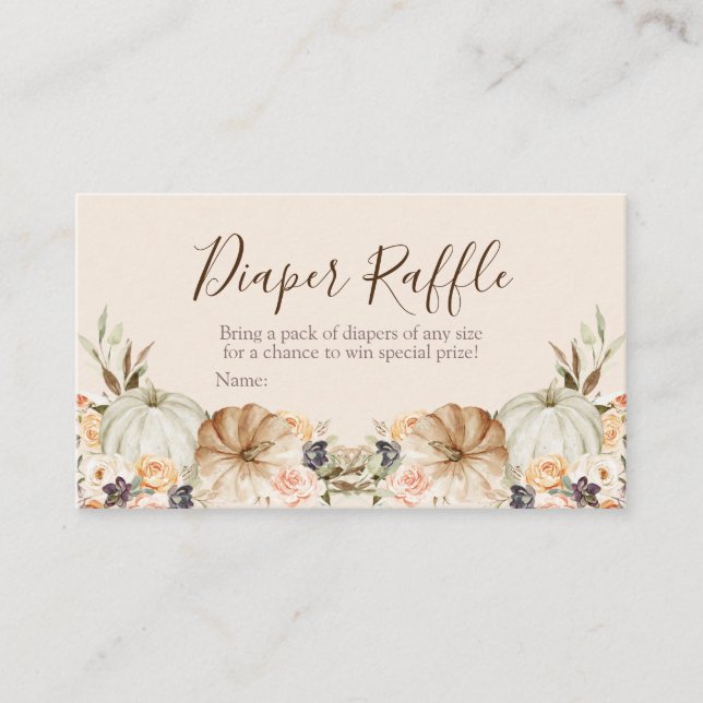 Burnt orange pumpkin Baby Shower - Diaper Raffle   Enclosure Card (Front)