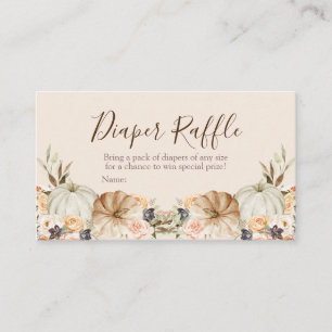 Burnt orange pumpkin Baby Shower - Diaper Raffle   Enclosure Card