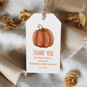 Burnt Orange Pumpkin Baby Shower Thank You Gift Tags