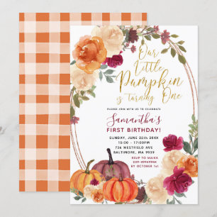 Burnt Orange Pumpkin Birthday Invitation