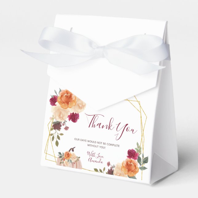 Burnt Orange Pumpkin Floral Fall in love Favour Bo Favour Box (Front Side)