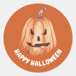 Burnt Orange Pumpkin Halloween  Classic Round Sticker