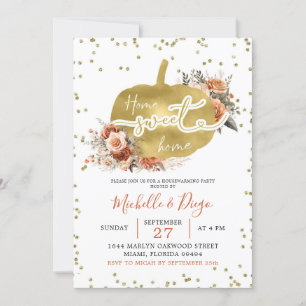 Burnt Orange Pumpkin Home Sweet Home Housewarming Invitation