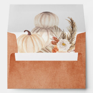 Burnt Orange Pumpkin Pampas Grass Fall Autumn Envelope