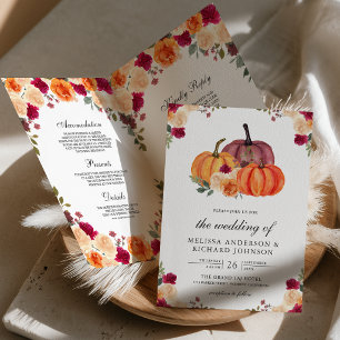 Burnt Orange Pumpkin QR Code Wedding Invitation