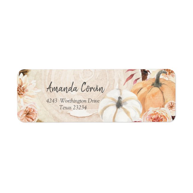 Burnt Orange Pumpkin Return Address Label (Front)