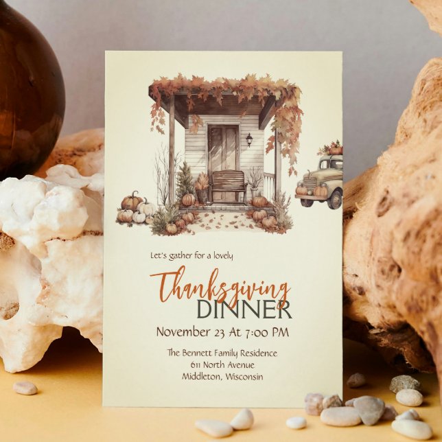 Burnt Orange Pumpkin Truck Thanksgiving Invitation (Creator Uploaded)