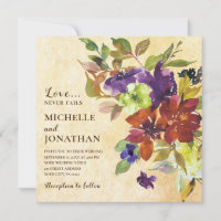 Burnt Orange Purple Floral Christian Wedding
