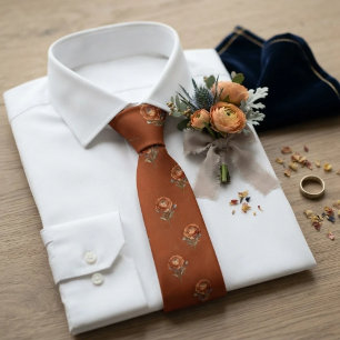 Burnt Orange Ranunculus Scattered Botanical Tie