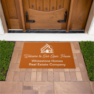 Burnt Orange Real Estate Company Custom Open House Doormat