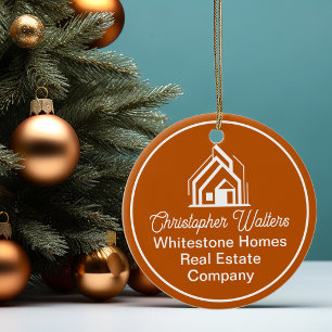 Burnt Orange Real Estate Company Custom Realtor Ceramic Tree Decoration