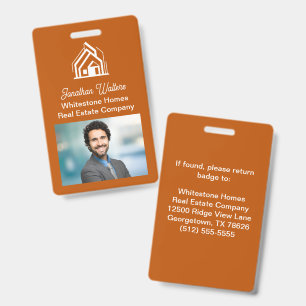 Burnt Orange Real Estate Company Custom Realtor ID Badge