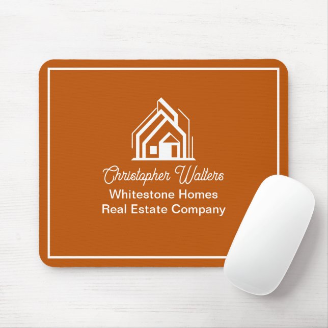 Burnt Orange Real Estate Company Custom Realtor Mouse Mat (With Mouse)