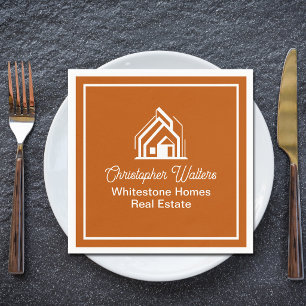 Burnt Orange Real Estate Company Custom Realtor Napkin